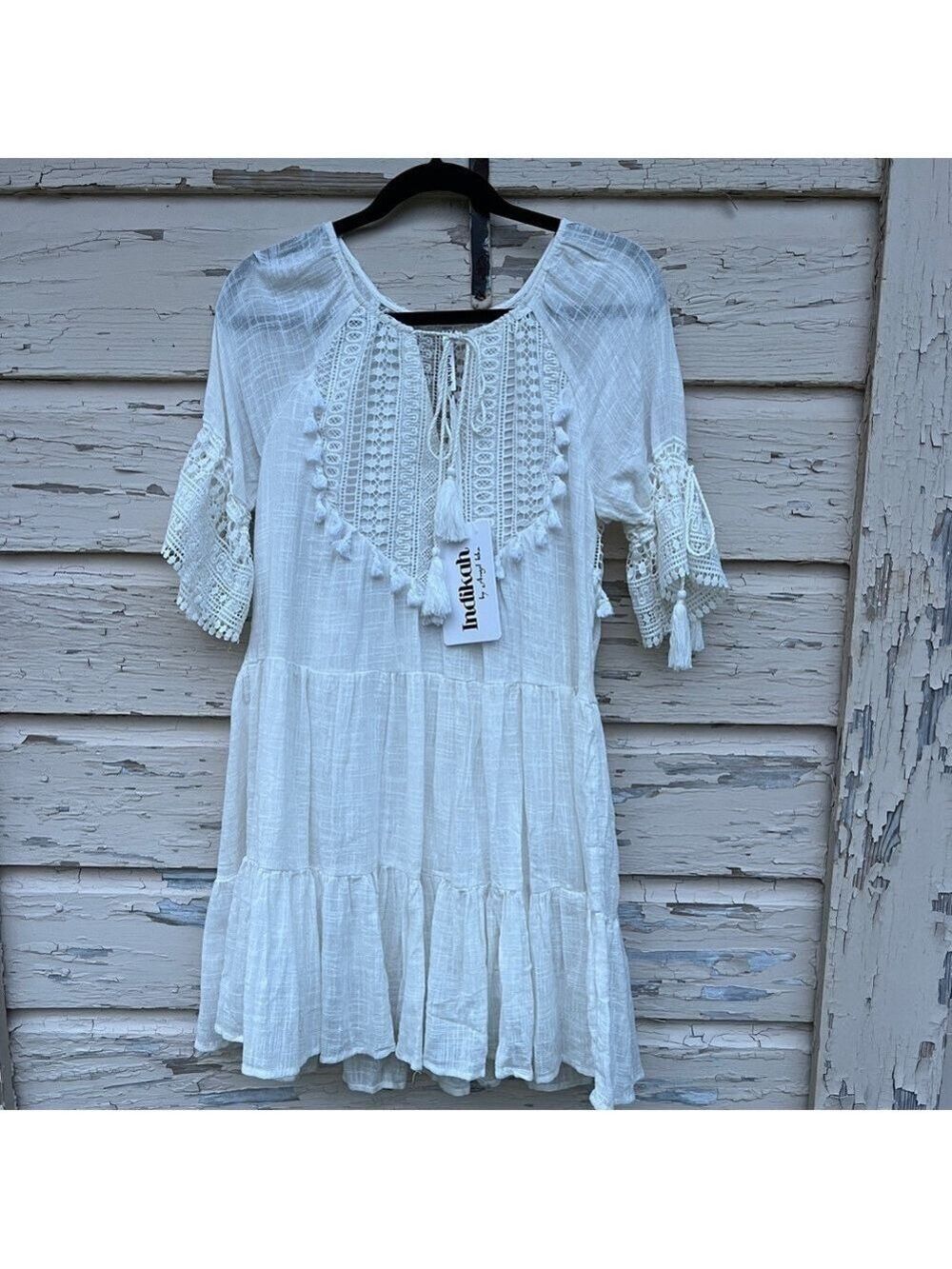 gauzy beach mini dress coverup Angel Biba | Dresses | Indikah By Angel Biba White Crochet Tassels Beachy Swim Cover S freshers_party 100%POLYESTER Pattern Plus Size V-Neck See-Through Shoe size:UK 10 -10.5 / US 11 - 11.5